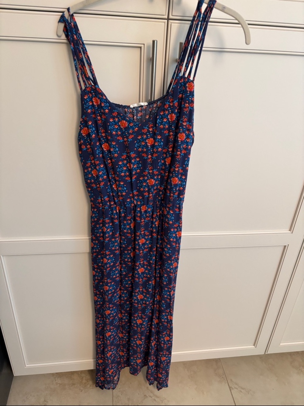 Maurices Navy Maxi Dress with Orange Floral Print